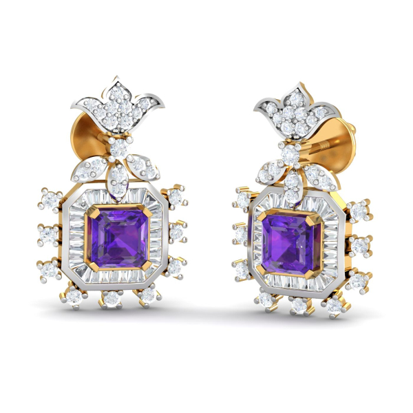 Karree Amethyst Stud Earrings