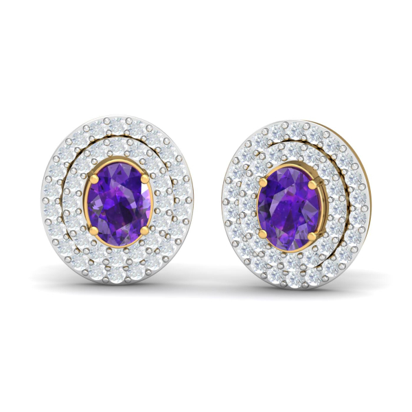 Konzentrisch Amethyst Stud Earrings