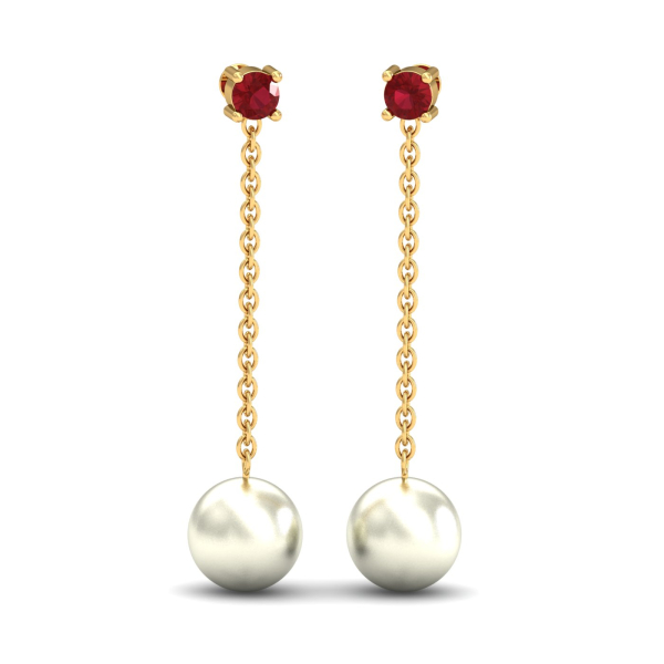 Belleza Pearl Ruby Earrings