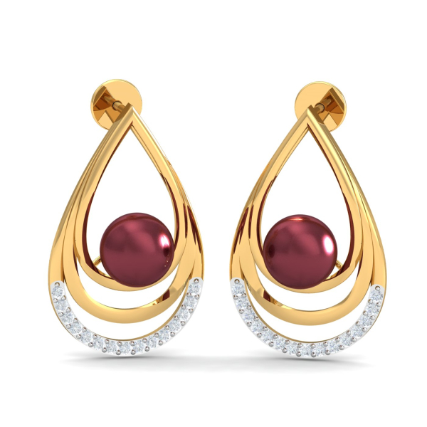 Maroon Pearl Stud Earrings