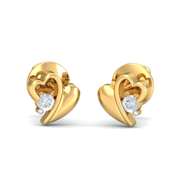 Solitaire Heart Stud Earrings