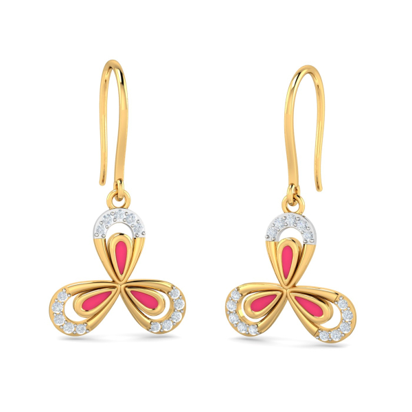 Enamelled Lily Hook Earrings
