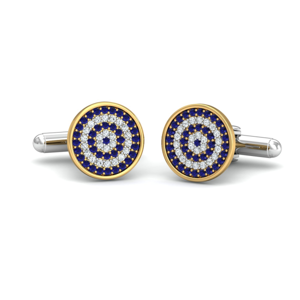 Round Diamond & Sapphire Cufflinks