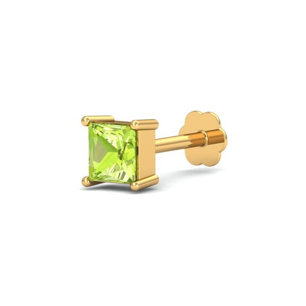 Tiny Square Peridot Nose Stud