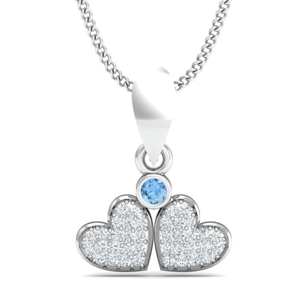 Aqua Twin Hearts Pendant