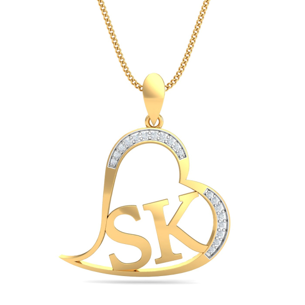 SK Initials Heart Pendant
