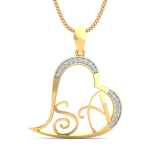 SA Initials Heart Pendant