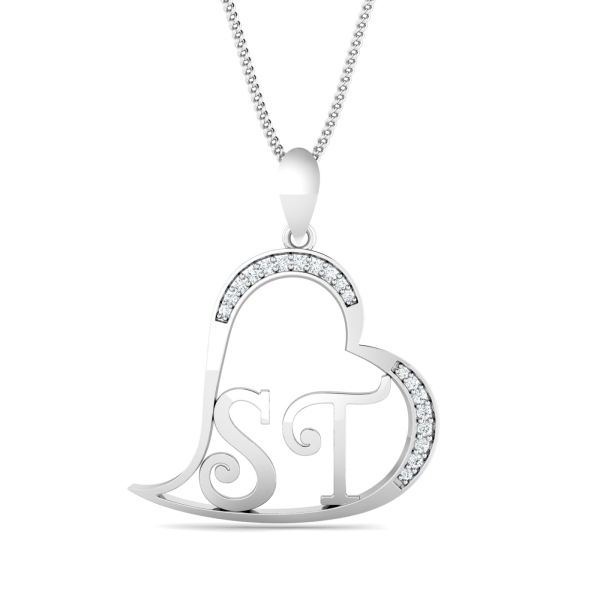 ST Initials Heart Pendant