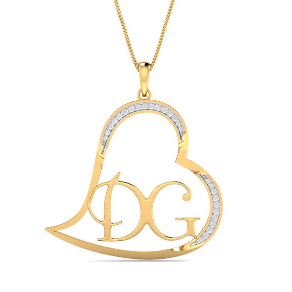 DG Initials Heart Pendant