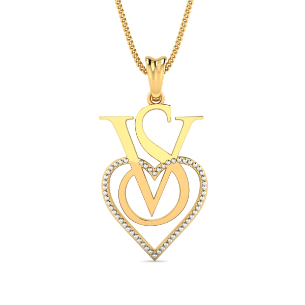 SV Initials Heart Pendant