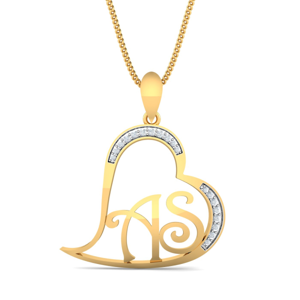 AS Initials Heart Pendant