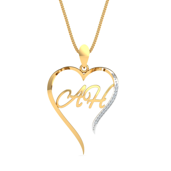Initials AH Heart Pendant