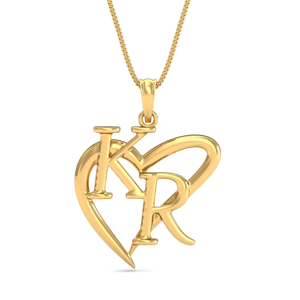 Heart KR Initial Pendant