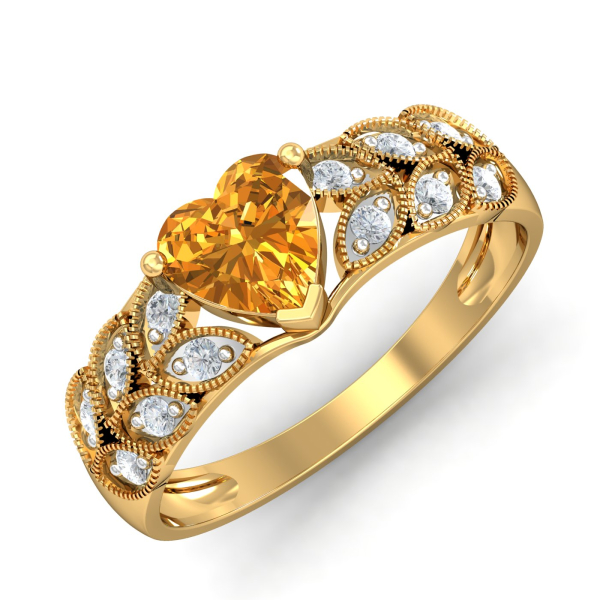 Citrine Heart Ring