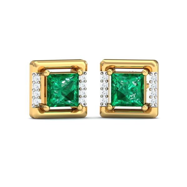 Quadrate Emerald Stud Earrings