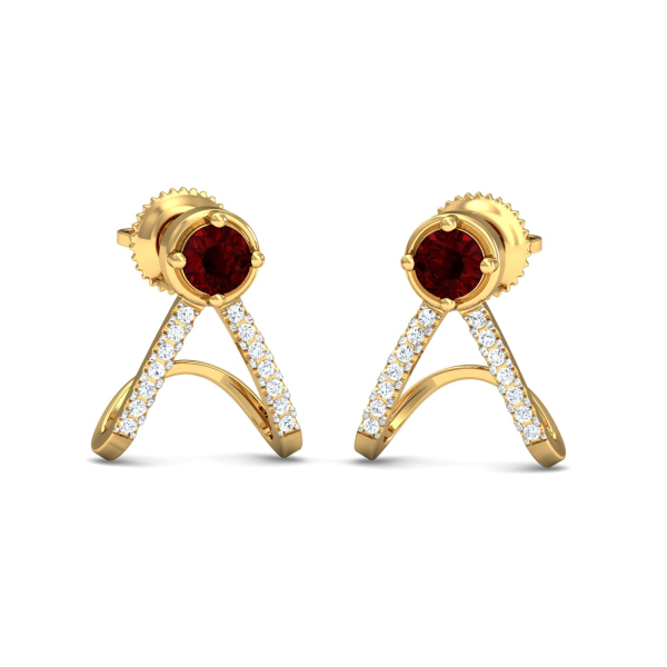 Ros Garnet J-Ring Earrings
