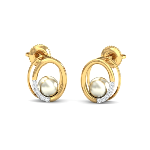 Circular Pearl Stud Earrings