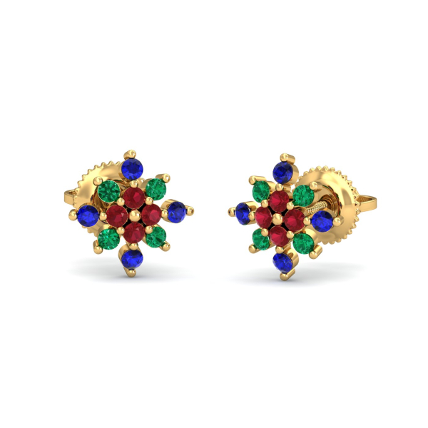 Mult- Gems Stud Earrings