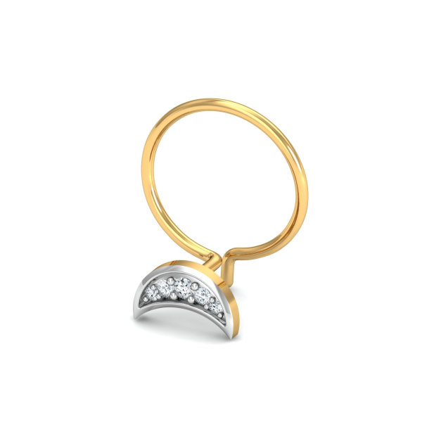 Crescent Studded nose pin