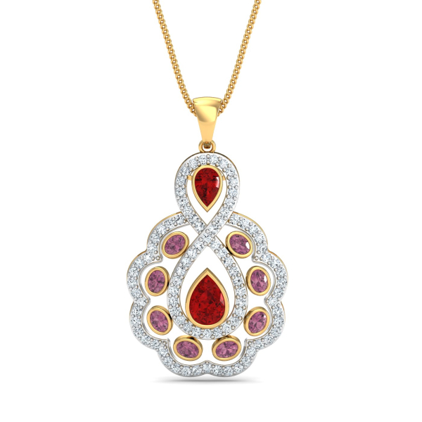 Lohiti Red and Pink Tourmaline Pendant