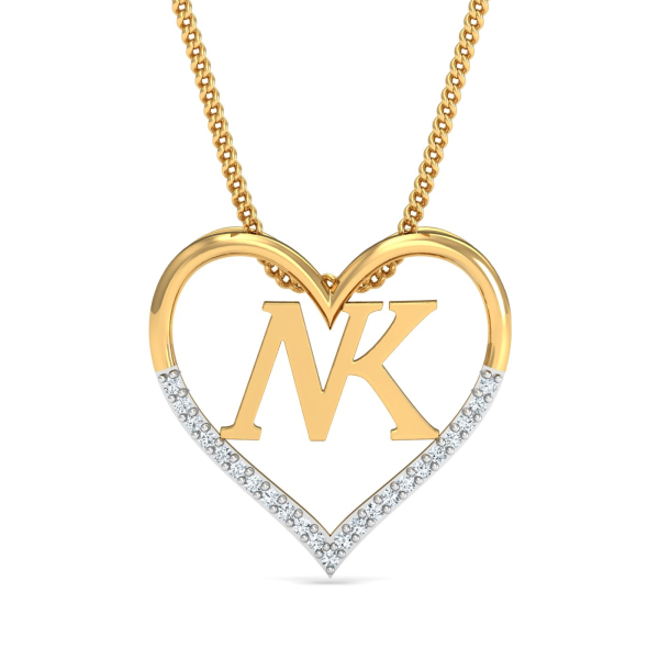 NK Initials Heart Pendant