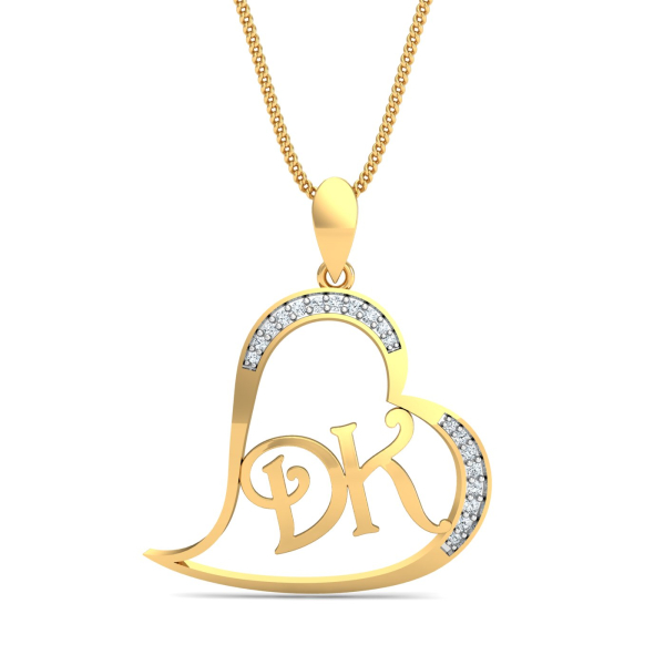 DK Initials Heart Pendant