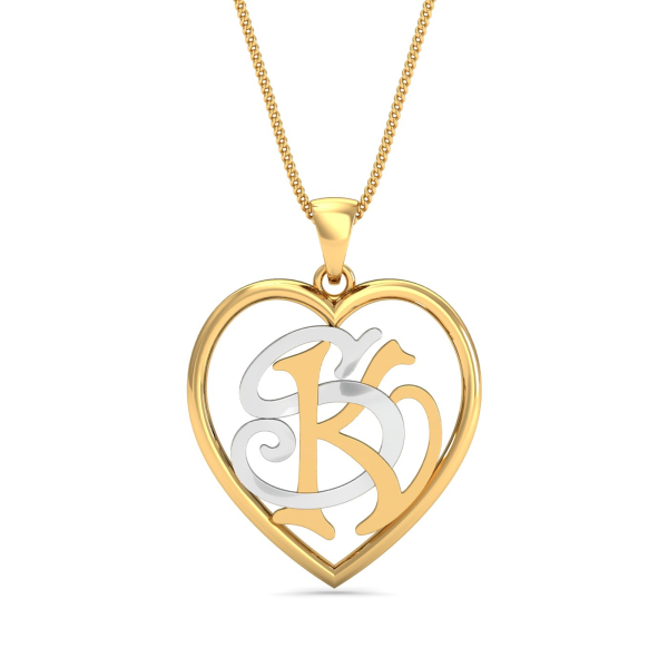 KS Initials Heart Pendant