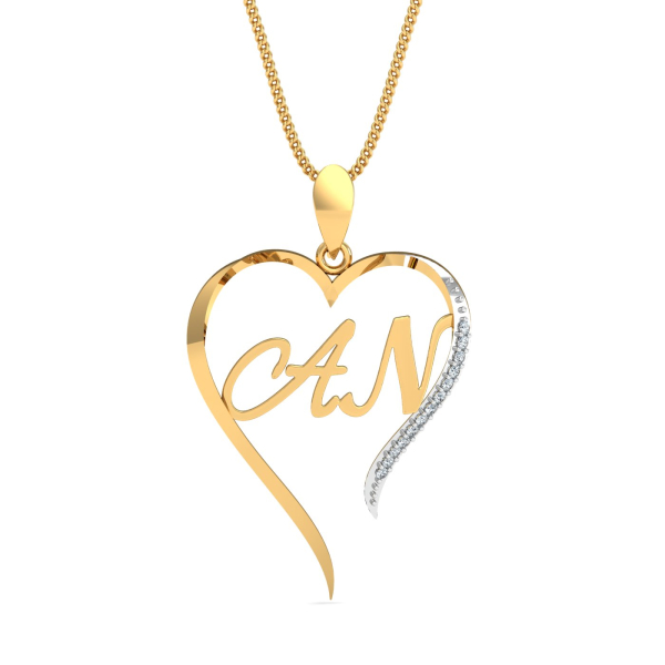 AN Initials Heart Pendant