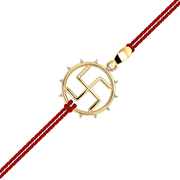 Swastik Gold Rakhi Pendant