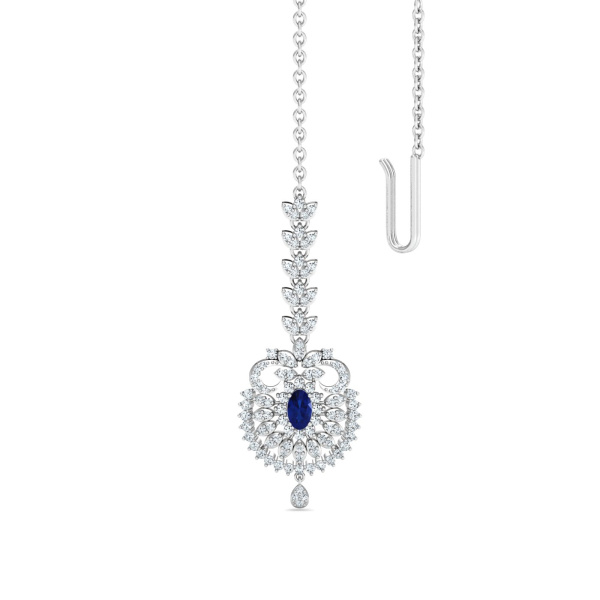 Tisya Chandelier Blue Sapphire Maang Tikka