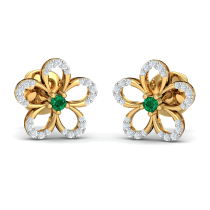 Bell Flower Emerald Earrings