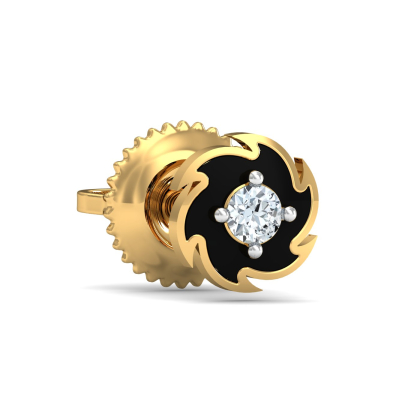 Spinning Disc Men's Gold Stud (18K-YG-SI-HI-RTS)