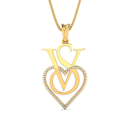 SV Initials Heart Pendant