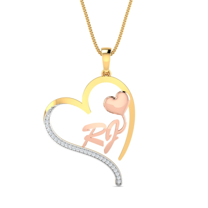 RJ Initials Heart Pendant