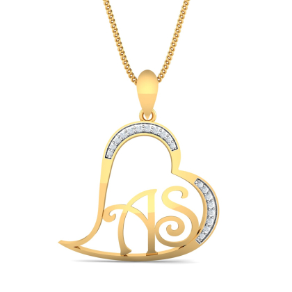 AS Initials Heart Pendant