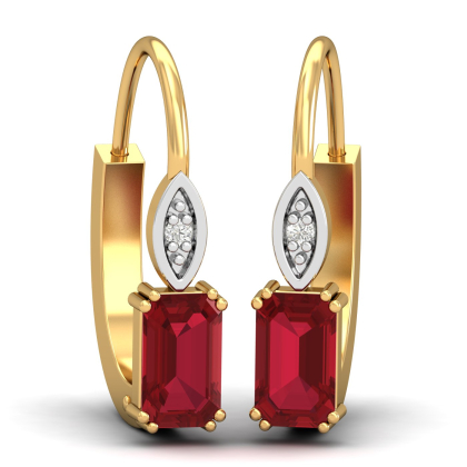 Meridian Ruby Hoop Earrings (18K-YG-SI-HI-RTS)