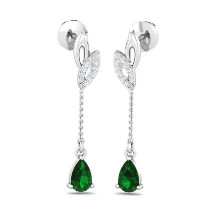 Ayala Green Long Earrings (18K-YG-SI-HI-RTS)