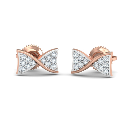 Diamond Bow Stud Earrings (18K-YG-SI-HI-RTS)