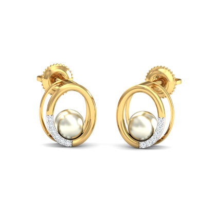 Circular Pearl Stud Earrings