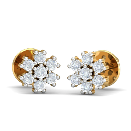 Saakya Traditional Ear Studs (18K-YG-SI-HI-RTS)