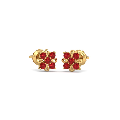 Crimson Flower Studs
