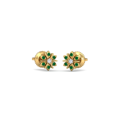 Sukanya Emerald Stud Earrings (18K-YG-SI-HI-RTS)