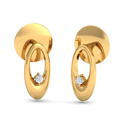 Dazzle Oval Stud Earrings (18K-YG-SI-HI-RTS)