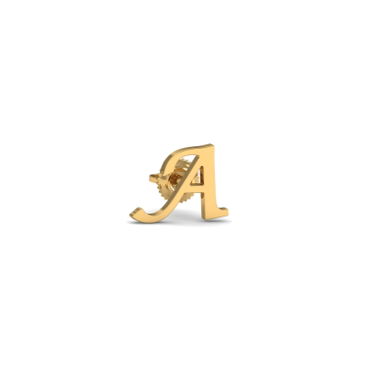 Letter A Mens Gold Stud