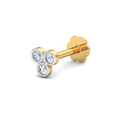 Triple-Circular Nose Stud (14K-YG-SI-HI-RTS)