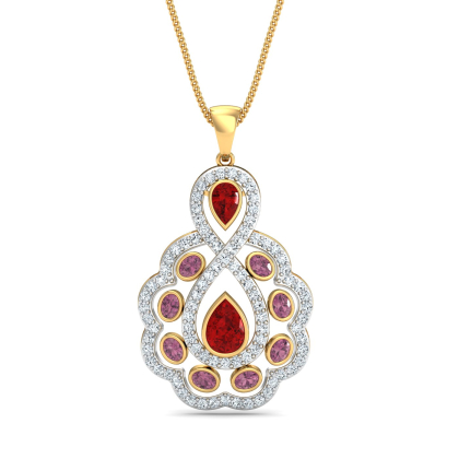Lohiti Red and Pink Tourmaline Pendant