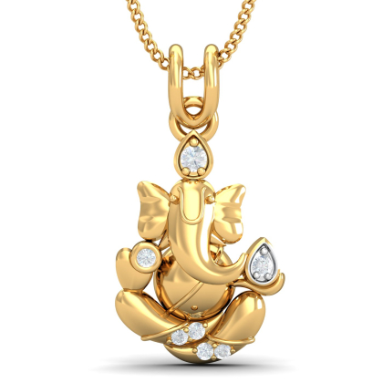 Ganesha Pendant (14K-YG-SI-HI-RTS)