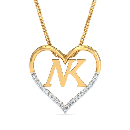 NK Initials Heart Pendant