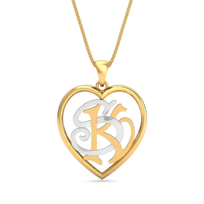 KS Initials Heart Pendant