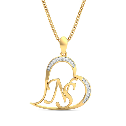 NS Initials Heart Pendant